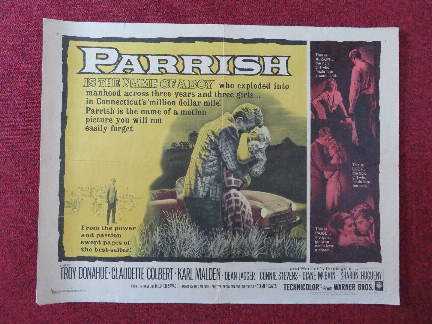 PARRISH US HALF SHEET (22"x 28") POSTER TROY DONAHUE KARL MALDEN 1961 - Rendezvous Cinema