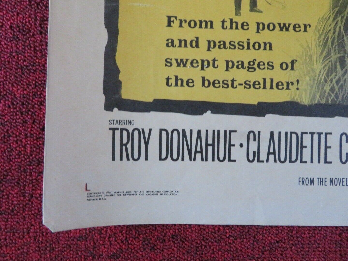 PARRISH US HALF SHEET (22"x 28") POSTER TROY DONAHUE KARL MALDEN 1961 - Rendezvous Cinema