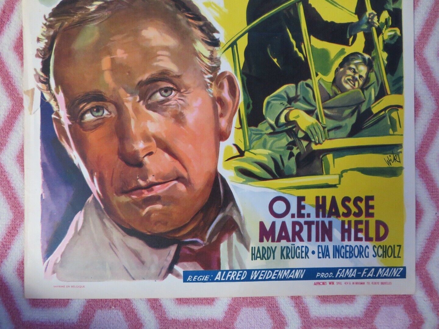 PAS D' ALIBI BELGIUM (21.5"x14") POSTER O.E HASSE MARTIN HELD 1955 Movie posters