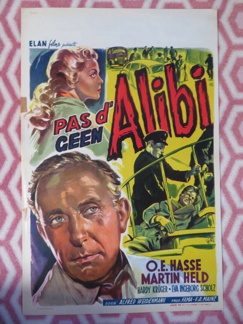 PAS D' ALIBI BELGIUM (21.5"x14") POSTER O.E HASSE MARTIN HELD 1955 Movie posters