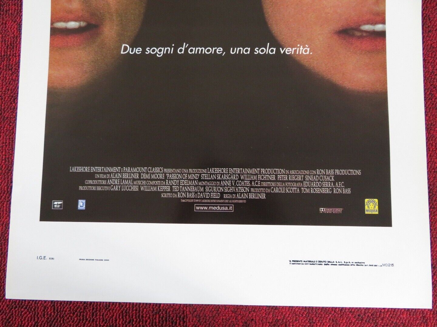 PASSION OF MIND ITALIAN LOCANDINA (27.5"x13") POSTER DEMI MOORE 2000 Movie posters