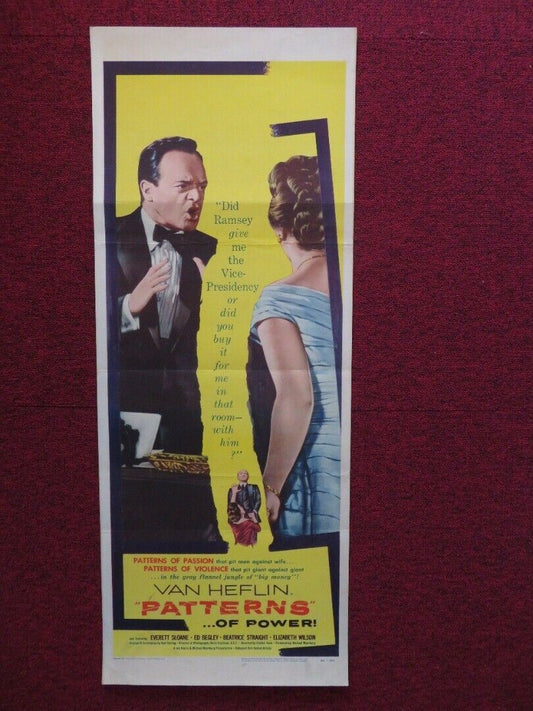 PATTERNS US INSERT (14"x 36") POSTER VAN HEFLIN EVERETT SLOANE 1956 Movie posters