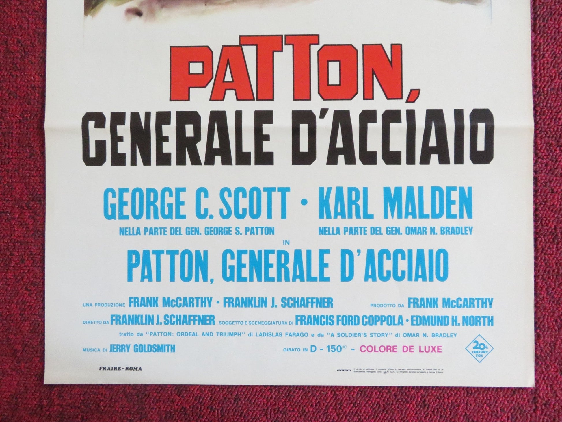 PATTON ITALIAN LOCANDINA POSTER GEORGE C. SCOTT KARL MALDEN 1970 Rendezvous Cinema Movie posters