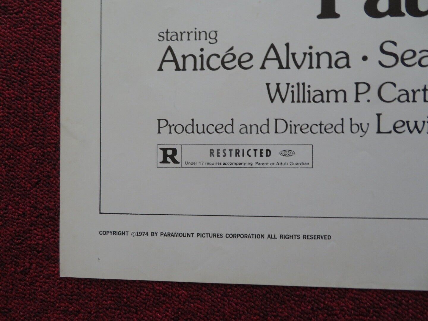 PAUL AND MICHELLE FOLDED US ONE SHEET POSTER ANICEE ALVINA SEAN BURY 1974 Movie posters