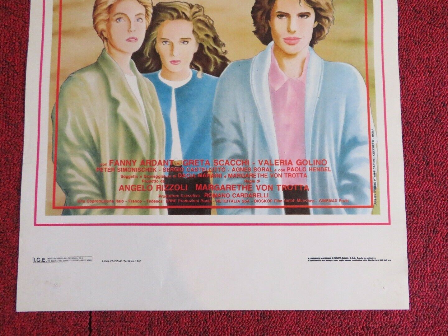 PAURA & AMORE / Three Sisters ITALIAN LOCANDINA (27.5"x13") POSTER F ARDANT '88 Movie posters