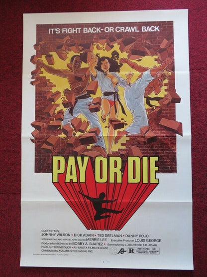 PAY OR DIE / MEAN BUSINESS - KUNG FU US ONE SHEET ROLLED POSTER DICK ADAIR 1981 Movie posters