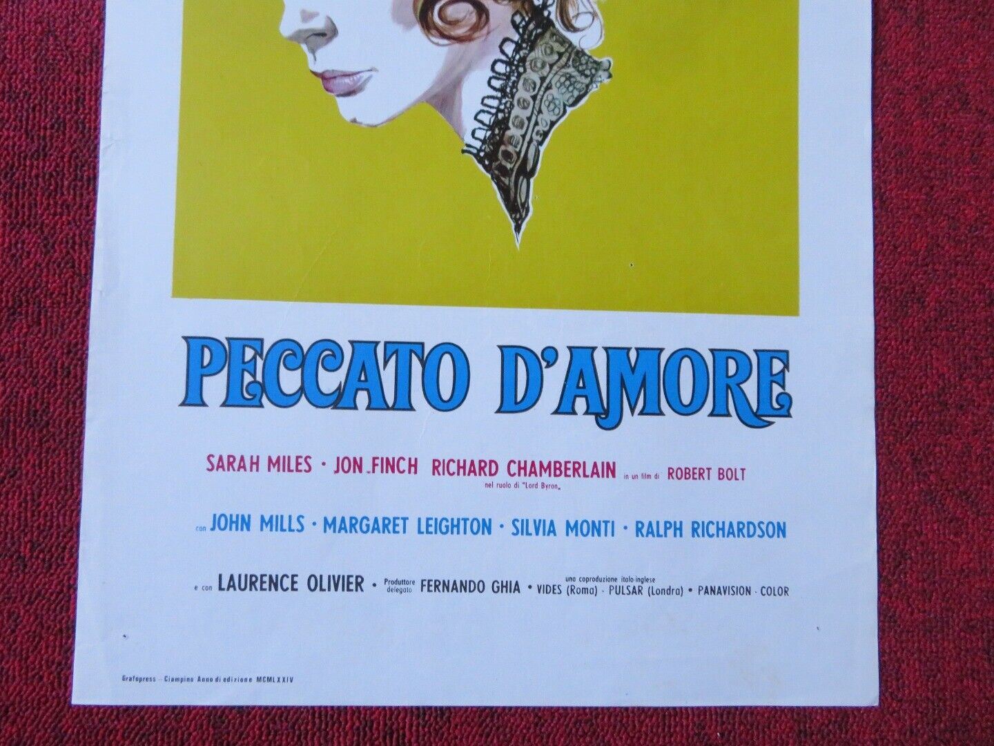 PECCATO D'AMORE/ Lady Caroline Lamb ITALIAN LOCANDINA (27.5"x13") POSTER 1972 - Rendezvous Cinema