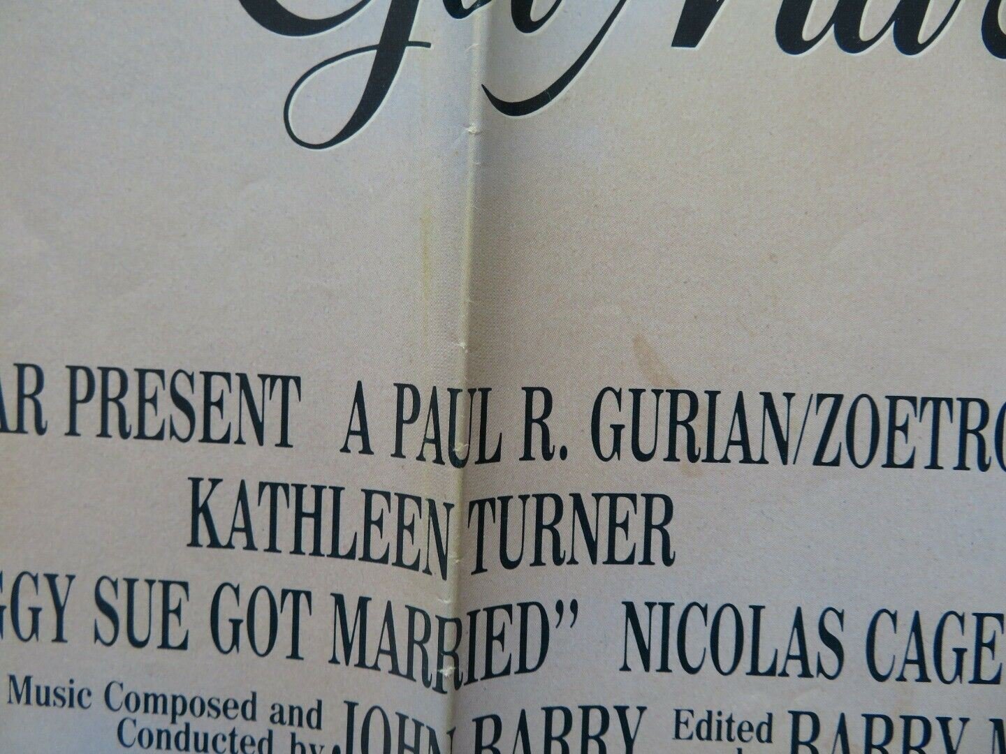 PEGGY SUE GOT MARRIED FOLDED US ONE SHEET POSTER KATHLEEN TURNER N. CAGE 1986 Movie posters