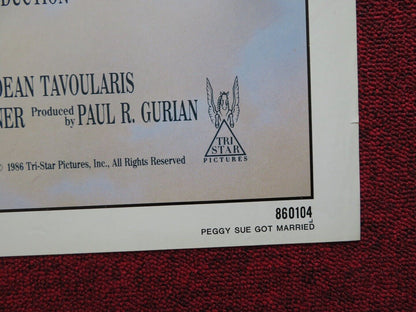 PEGGY SUE GOT MARRIED FOLDED US ONE SHEET POSTER KATHLEEN TURNER N. CAGE 1986 Movie posters