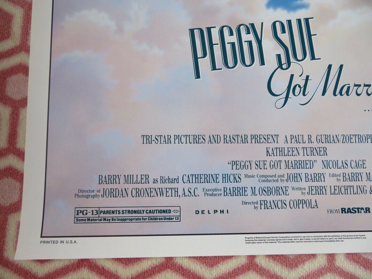 PEGGY SUE GOT MARRIED US ONE SHEET ROLLED POSTER KATHLEEN TURNER 1986 Movie posters