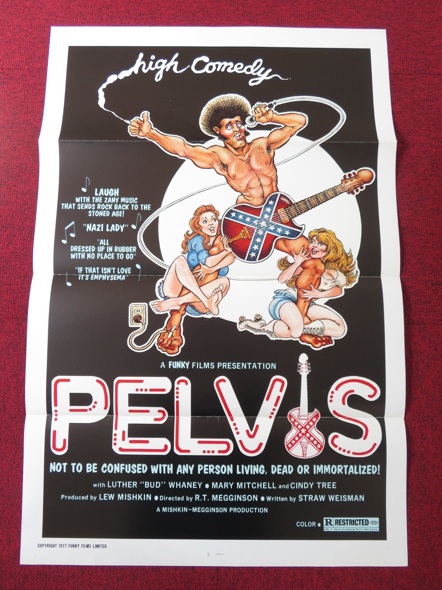 PELVIS US TRI FOLDED ONE SHEET ROLLED POSTER LUTHER 'BUD' WHANEY 1977 Rendezvous Cinema Movie posters