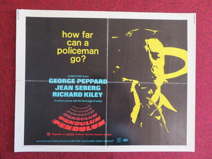 PENDULUM US HALF SHEET (22"x 28") POSTER GEORGE PEPPARD JEAN SEBERG 1968 Movie posters