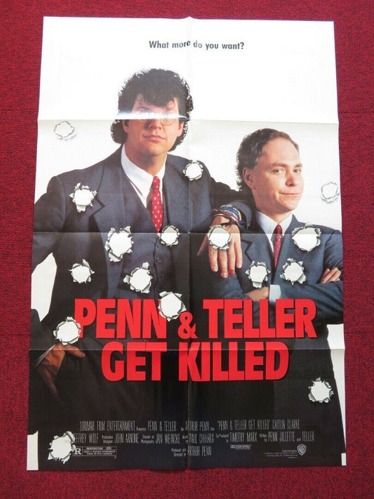 PENN & TELLER GET KILLED FOLDED US ONE SHEET POSTER CATLIN CLARKE 1989 - Rendezvous Cinema