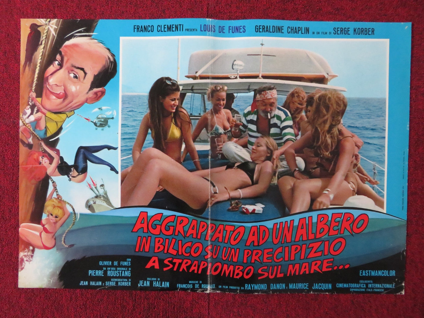 PERCHED ON A TREE ITALIAN FOTOBUSTA POSTER LOUIS DE FUNES GERALDINE CHAPLIN 1971 Rendezvous Cinema Movie posters