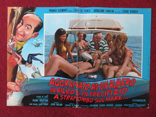 PERCHED ON A TREE ITALIAN FOTOBUSTA POSTER LOUIS DE FUNES GERALDINE CHAPLIN 1971 Rendezvous Cinema Movie posters