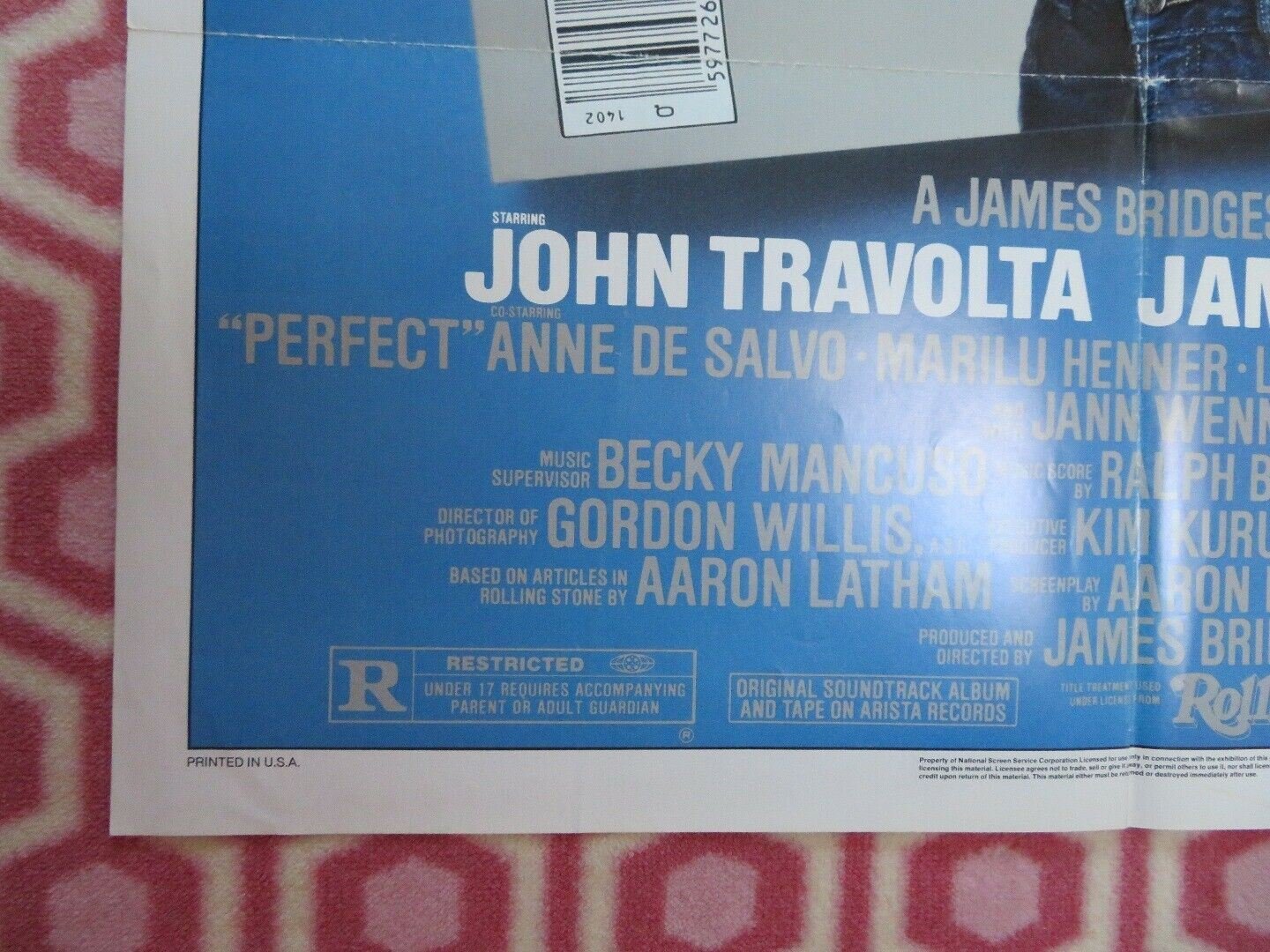 PERFECT US ONE SHEET POSTER JOHN TRAVOLTA JAMIE LEE CURTIS 1985 Movie posters