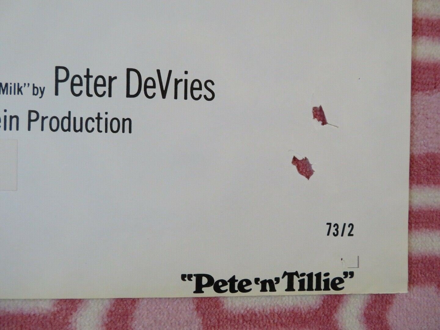 PETE 'N' TILLIE US ONE SHEET POSTER WALTER MATTHAU CAROL BURNETT 1973 - Rendezvous Cinema