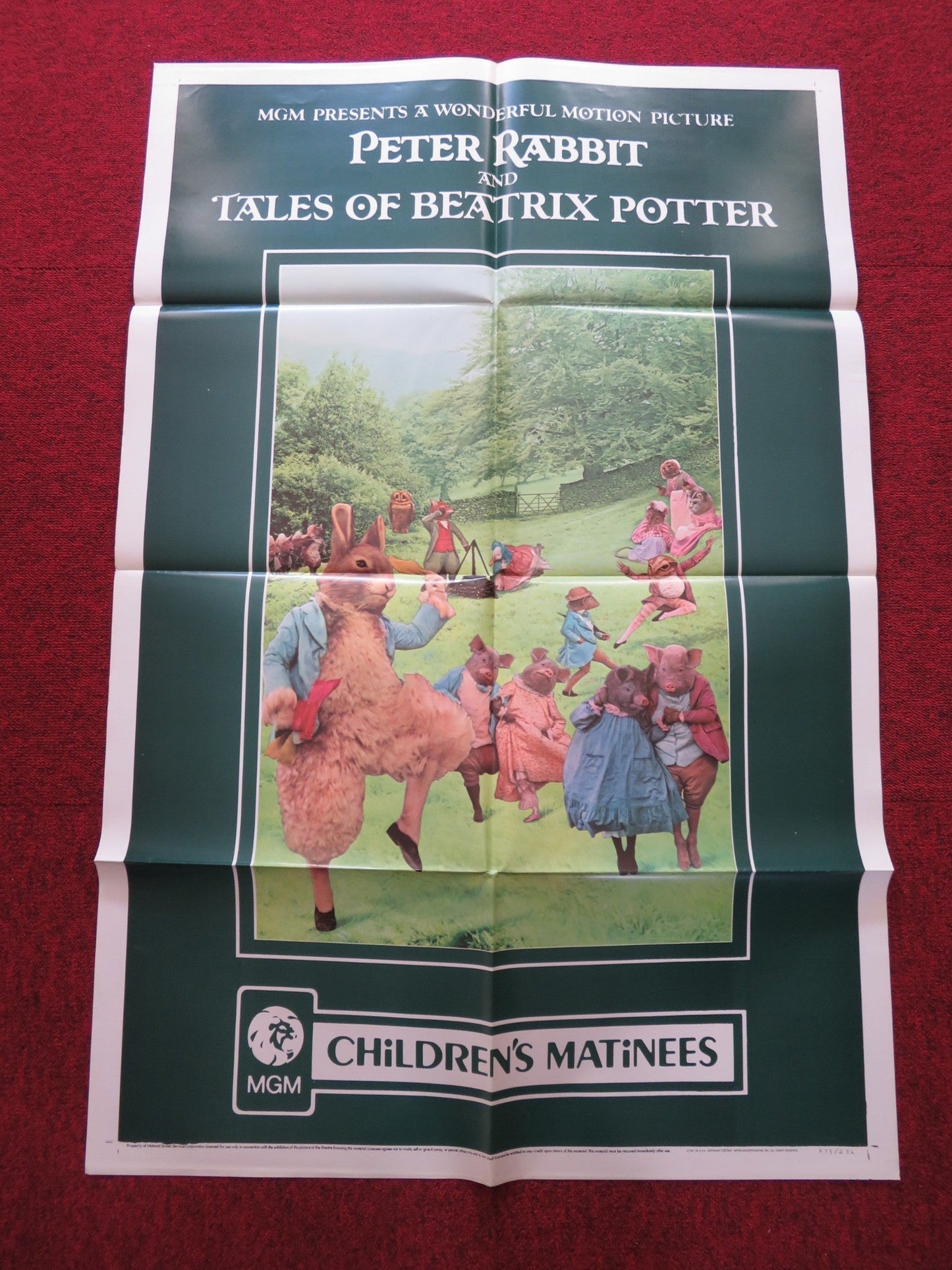 PETER RABBIT THE TALES OF BEATRIX POTTER FOLDED US ONE SHEET POSTER 1973 Rendezvous Cinema Movie posters