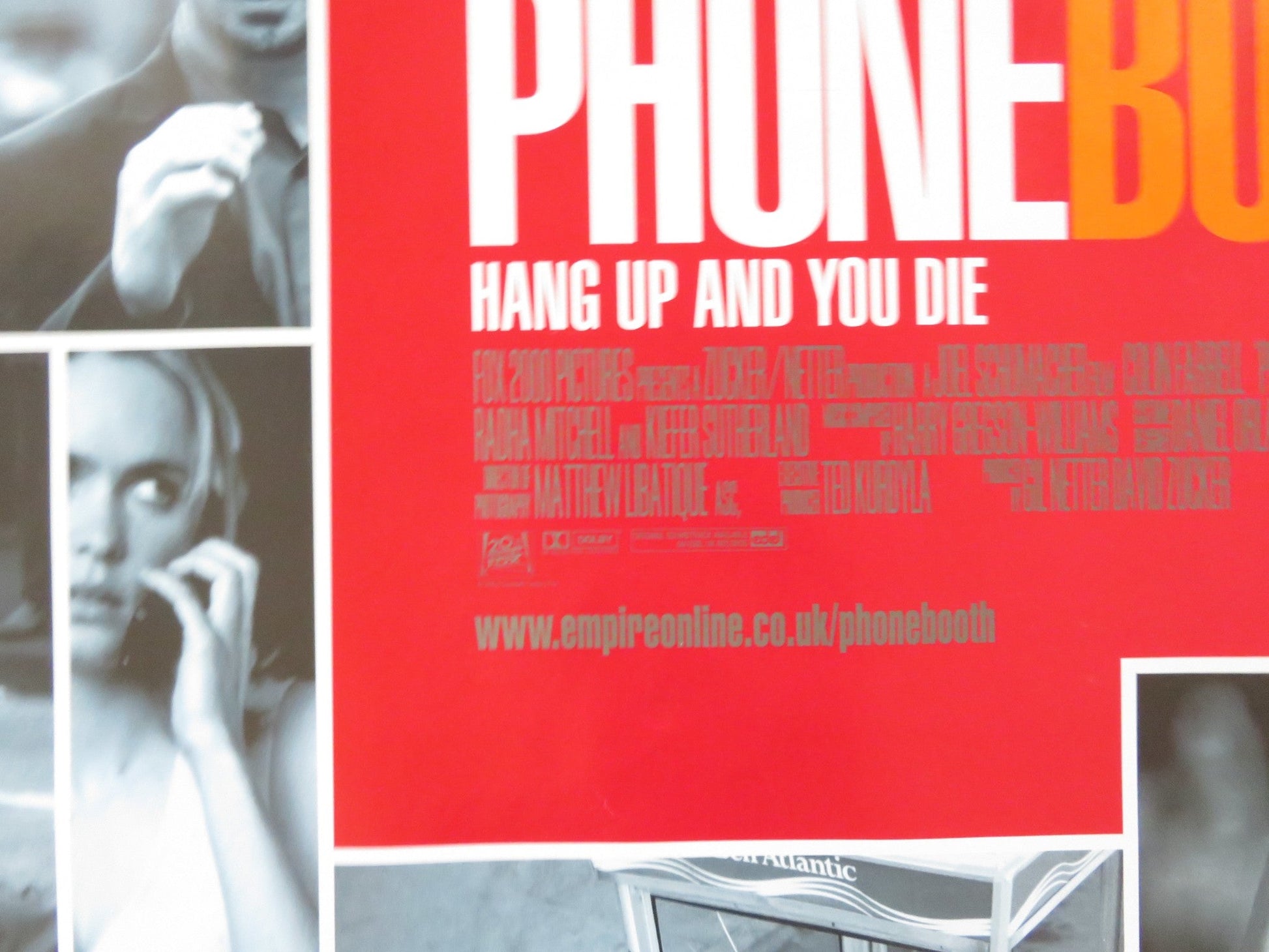 PHONE BOOTH UK QUAD (30"x 40") ROLLED POSTER COLIN FARRELL K. SUTHERLAND 2002 Rendezvous Cinema Movie posters