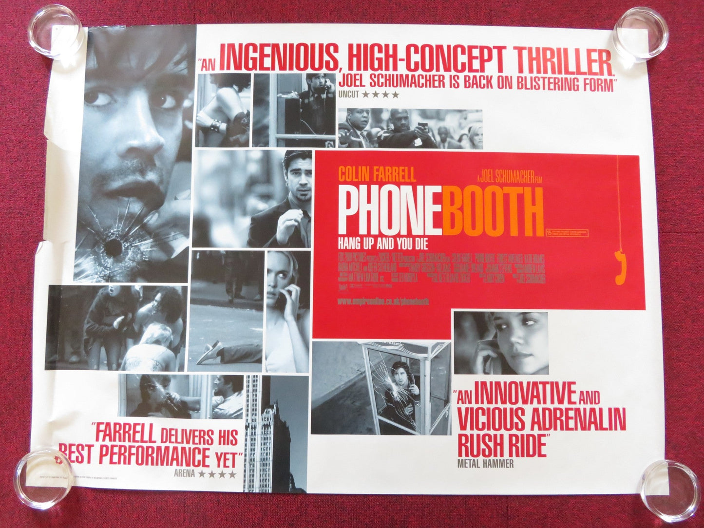 PHONE BOOTH UK QUAD (30"x 40") ROLLED POSTER COLIN FARRELL K. SUTHERLAND 2002 Rendezvous Cinema Movie posters