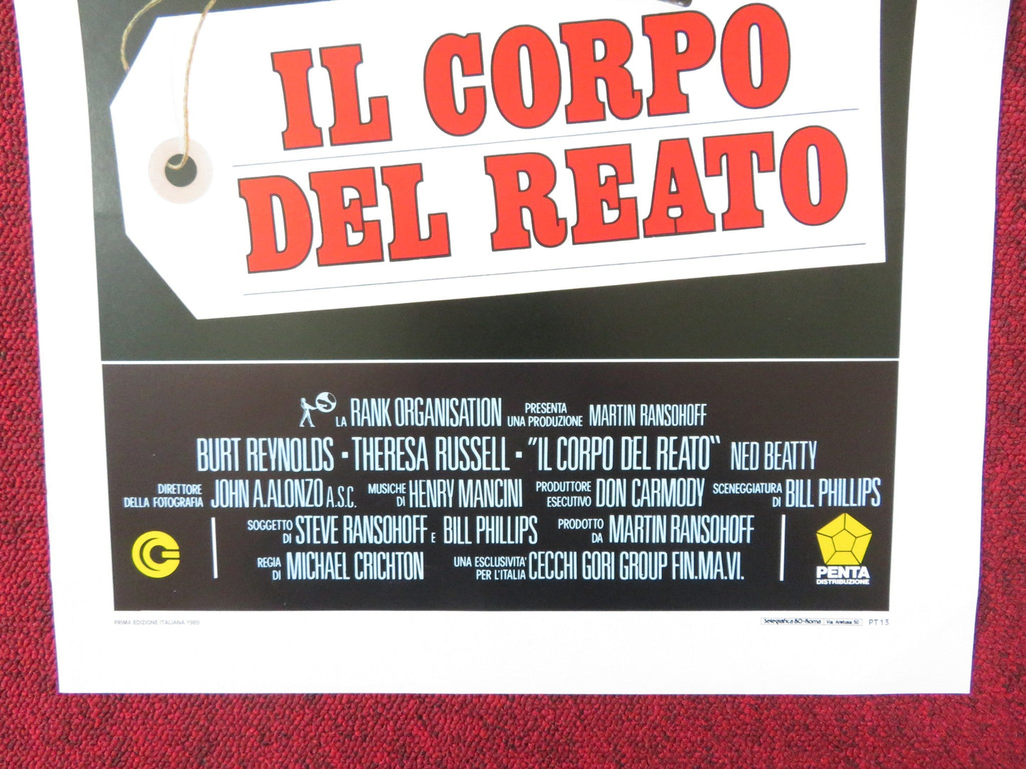 PHYSICAL EVIDENCE ITALIAN LOCANDINA POSTER BURT REYNOLDS THERESA RUSSELL 1989 Rendezvous Cinema Movie posters