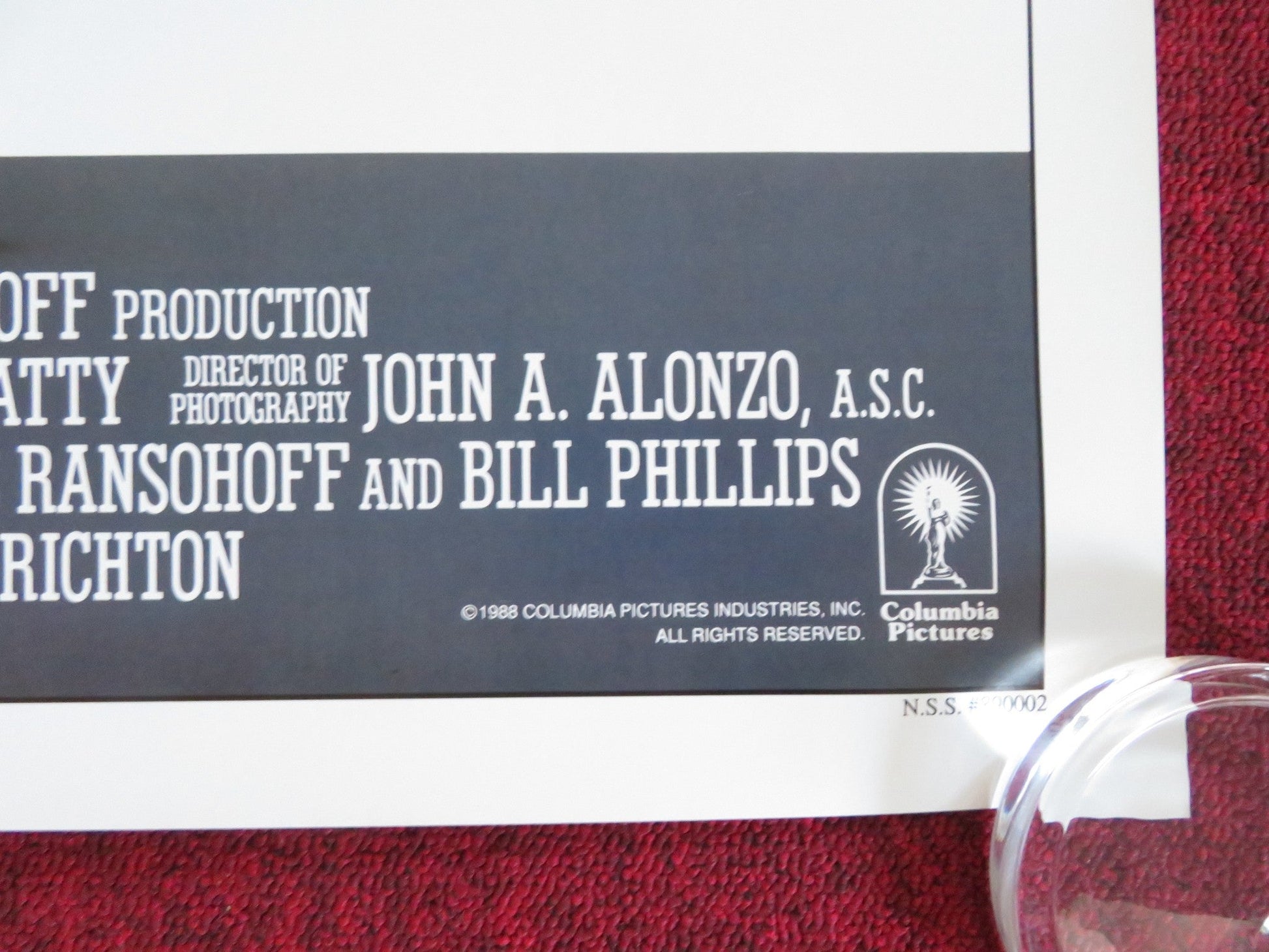 PHYSICAL EVIDENCE US ONE SHEET ROLLED POSTER BURT REYNOLDS THERESA RUSSELL 1989 Rendezvous Cinema Movie posters