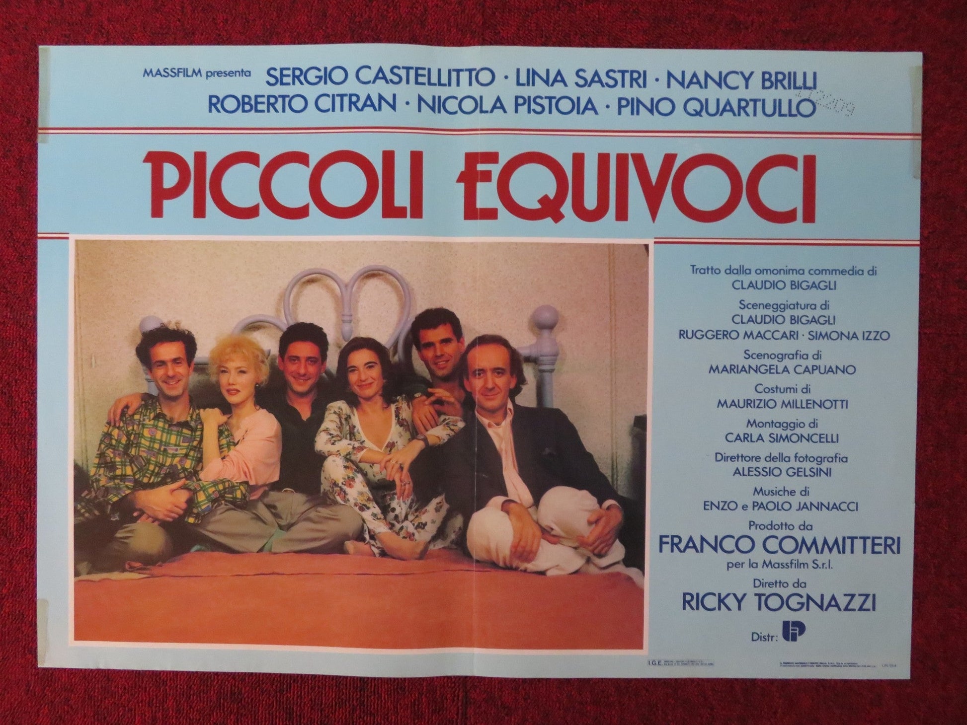 PICCOLI EQUIVOCI ITALIAN FOTOBUSTA POSTER SERGIO CASTELLITTO LINA SASTRI 1989 Rendezvous Cinema Movie posters