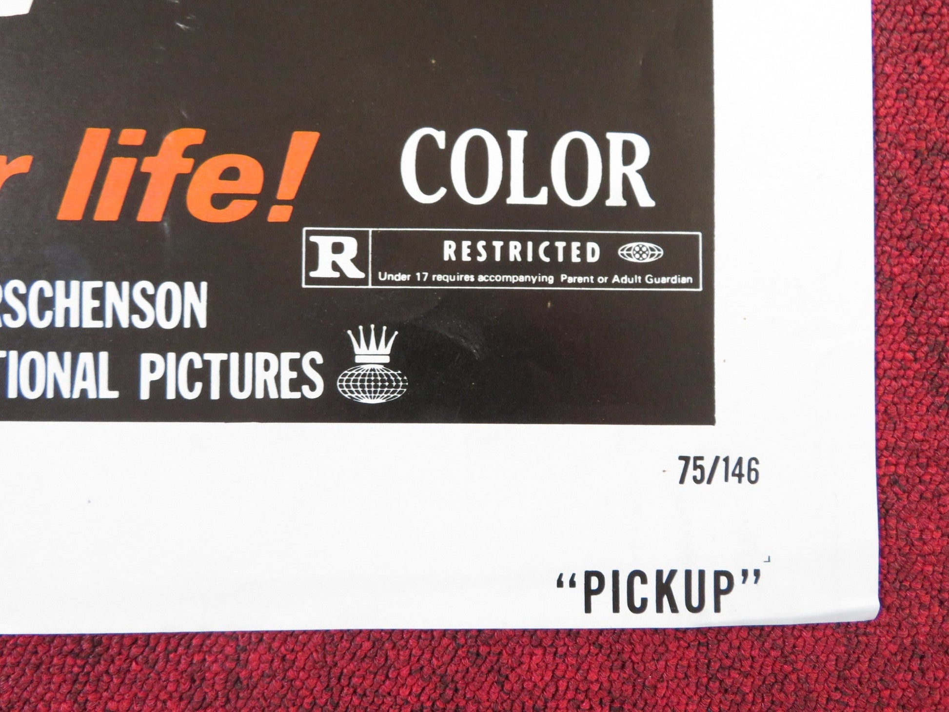 PICK - UP FOLDED US ONE SHEET POSTER JILL SENTER ALAN LONG 1975 Rendezvous Cinema Movie posters