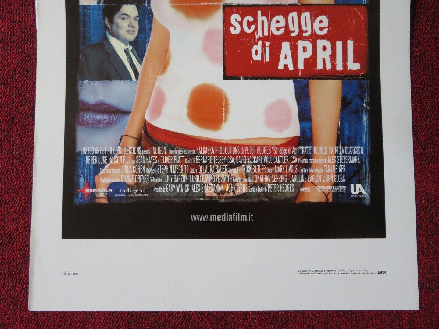 PIECES OF APRIL ITALIAN LOCANDINA (27.5"x13") POSTER KATIE HOLMES 2003 Movie posters
