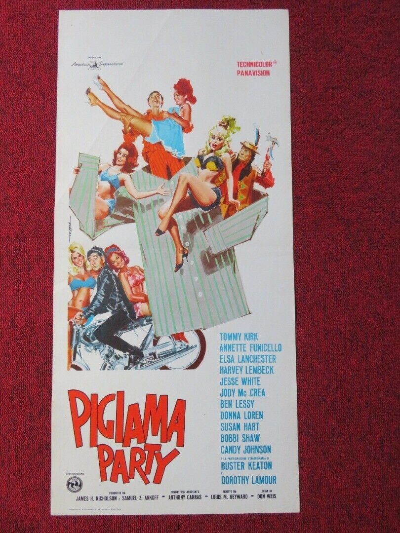 PIGIANMA PARTY / Pajama Party ITALIAN LOCANDINA (27.5"x13") POSTER 1964 Movie posters