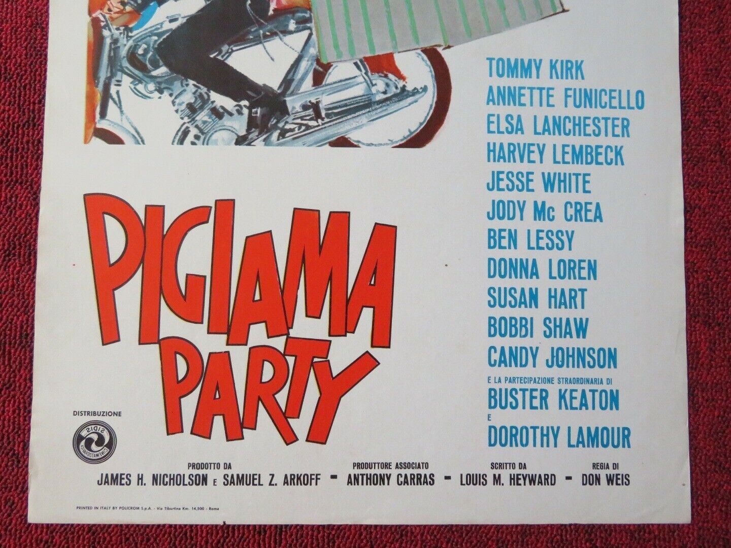 PIGIANMA PARTY / Pajama Party ITALIAN LOCANDINA (27.5"x13") POSTER 1964 Movie posters