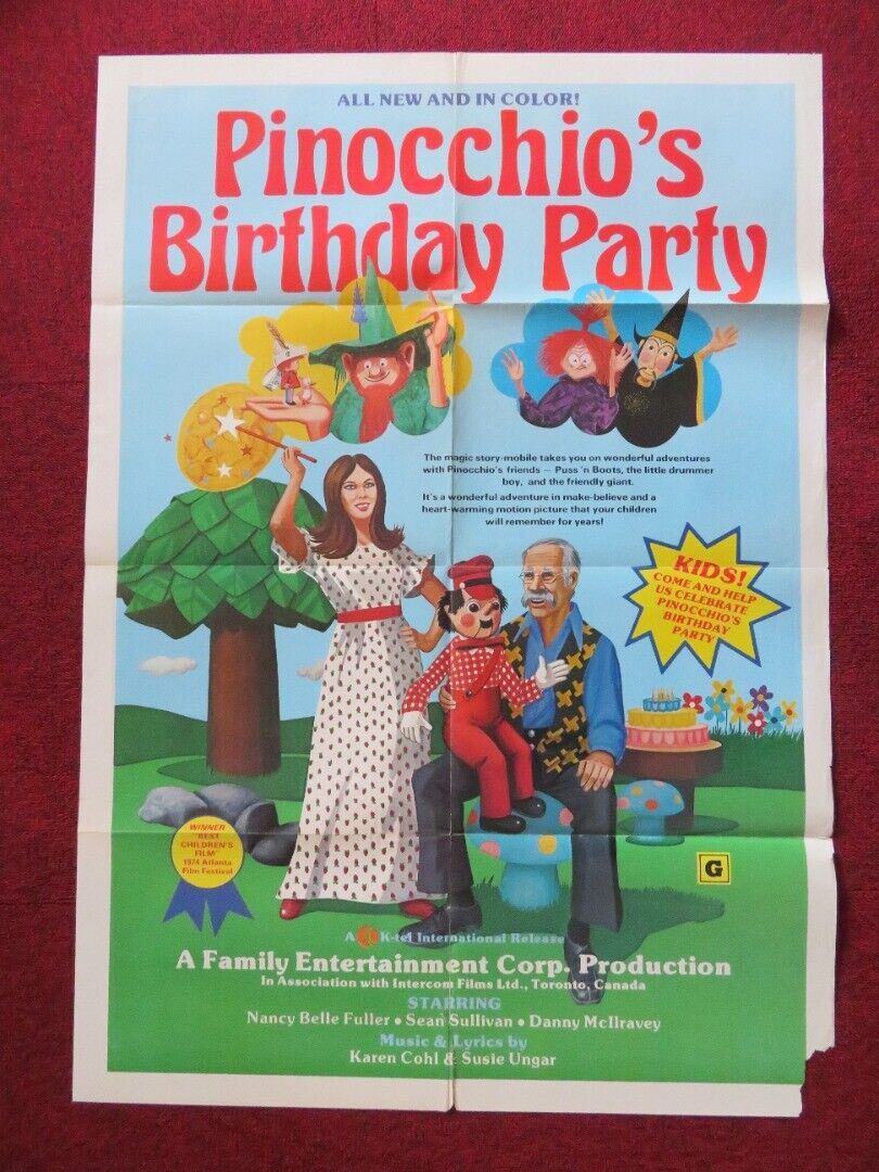 PINOCCHIOS BIRTHDAY PARTY FOLDED US ONE SHEET POSTER JEFF BRAUNSTEIN 1973 Movie posters