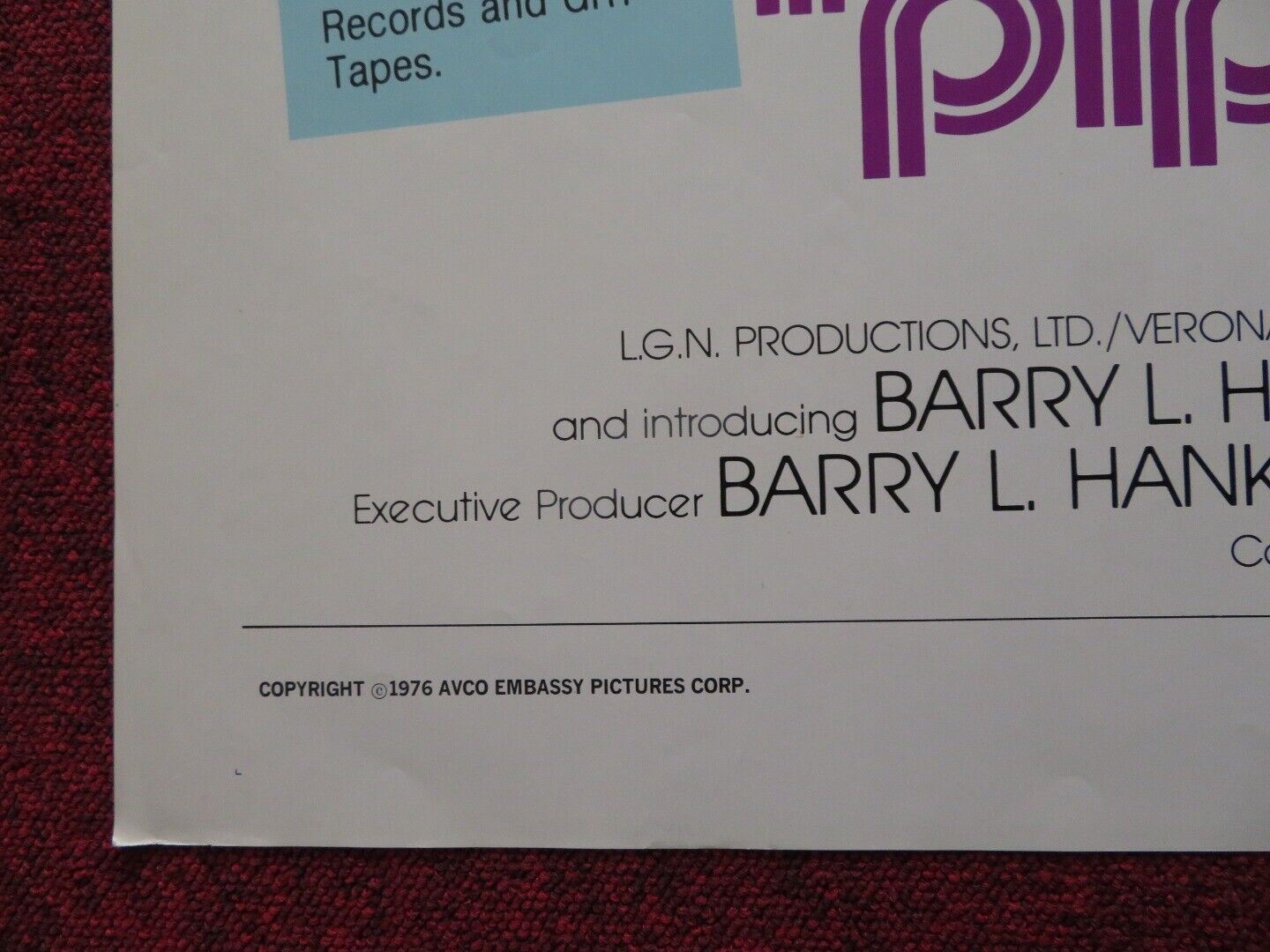 PIPE DREAMS US ONE SHEET POSTER GLADYS KNIGHT WAYNE TIPPIT 1976 Movie posters