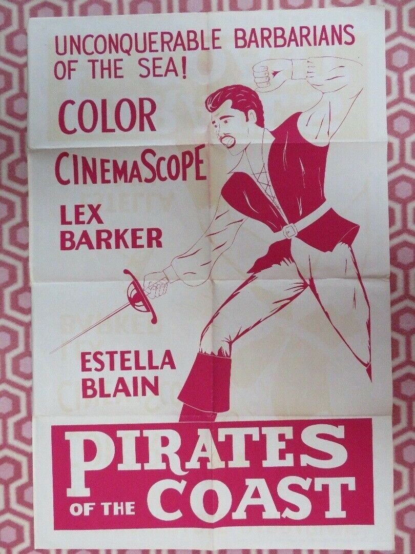 PIRATES OF THE COAST US ONE SHEET POSTER LEX BARKER ESTELLA BLAIN '64 Movie posters