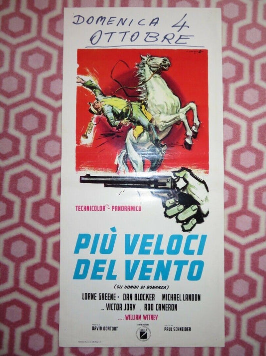 PIU VELOCI DEL VENTO ITALIAN LOCANDINA (27.5"x13") POSTER 1966 Movie posters