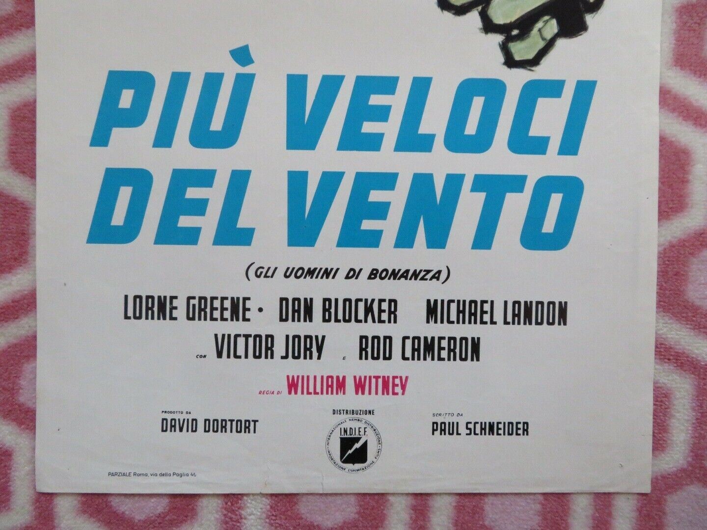 PIU VELOCI DEL VENTO ITALIAN LOCANDINA (27.5"x13") POSTER 1966 Movie posters