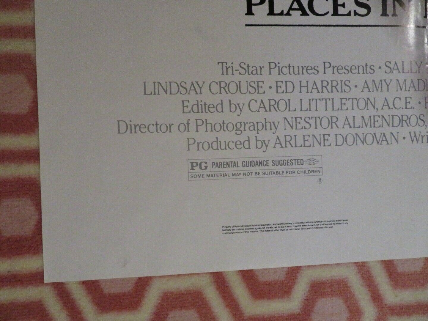 PLACES IN THE HEART ONE SHEET POSTER SALLY FIELD LINDSAY CROUSE 1984 Movie posters