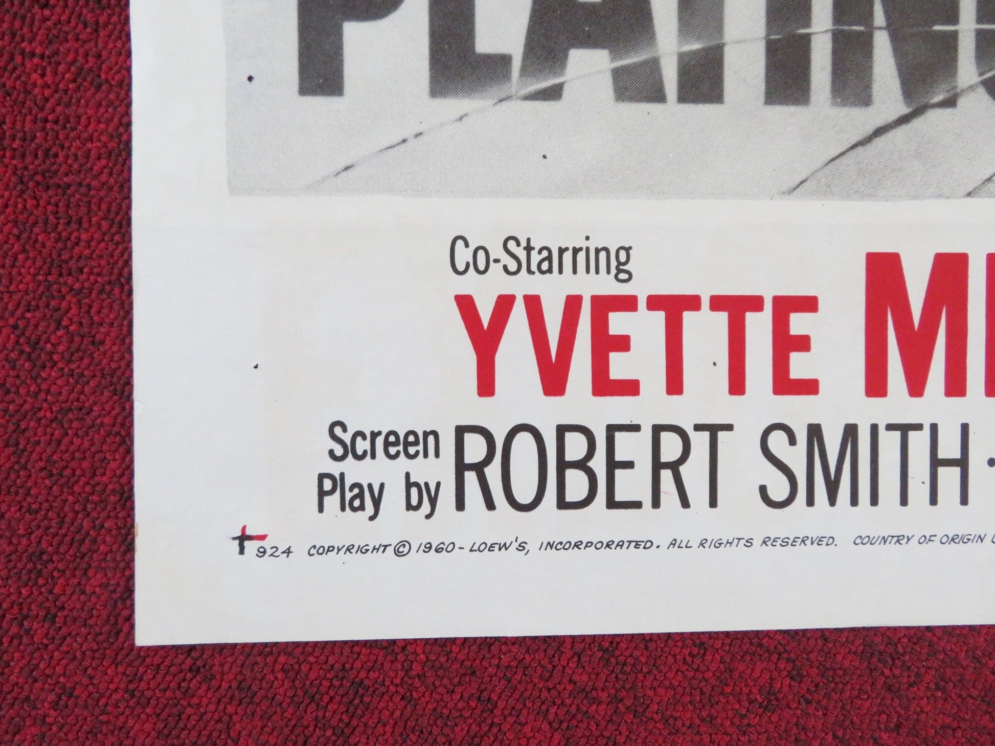 PLATINUM HIGH SCHOOL FOLDED US ONE SHEET POSTER MICKEY ROONEY TERRY MOORE 1960 Rendezvous Cinema Movie posters