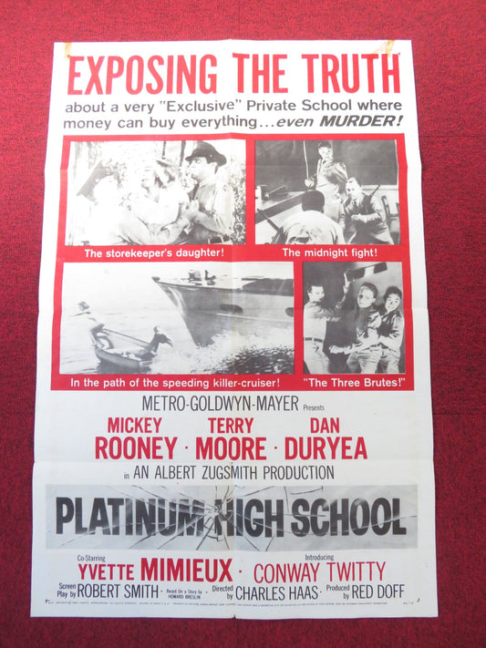 PLATINUM HIGH SCHOOL FOLDED US ONE SHEET POSTER MICKEY ROONEY TERRY MOORE 1960 Rendezvous Cinema Movie posters