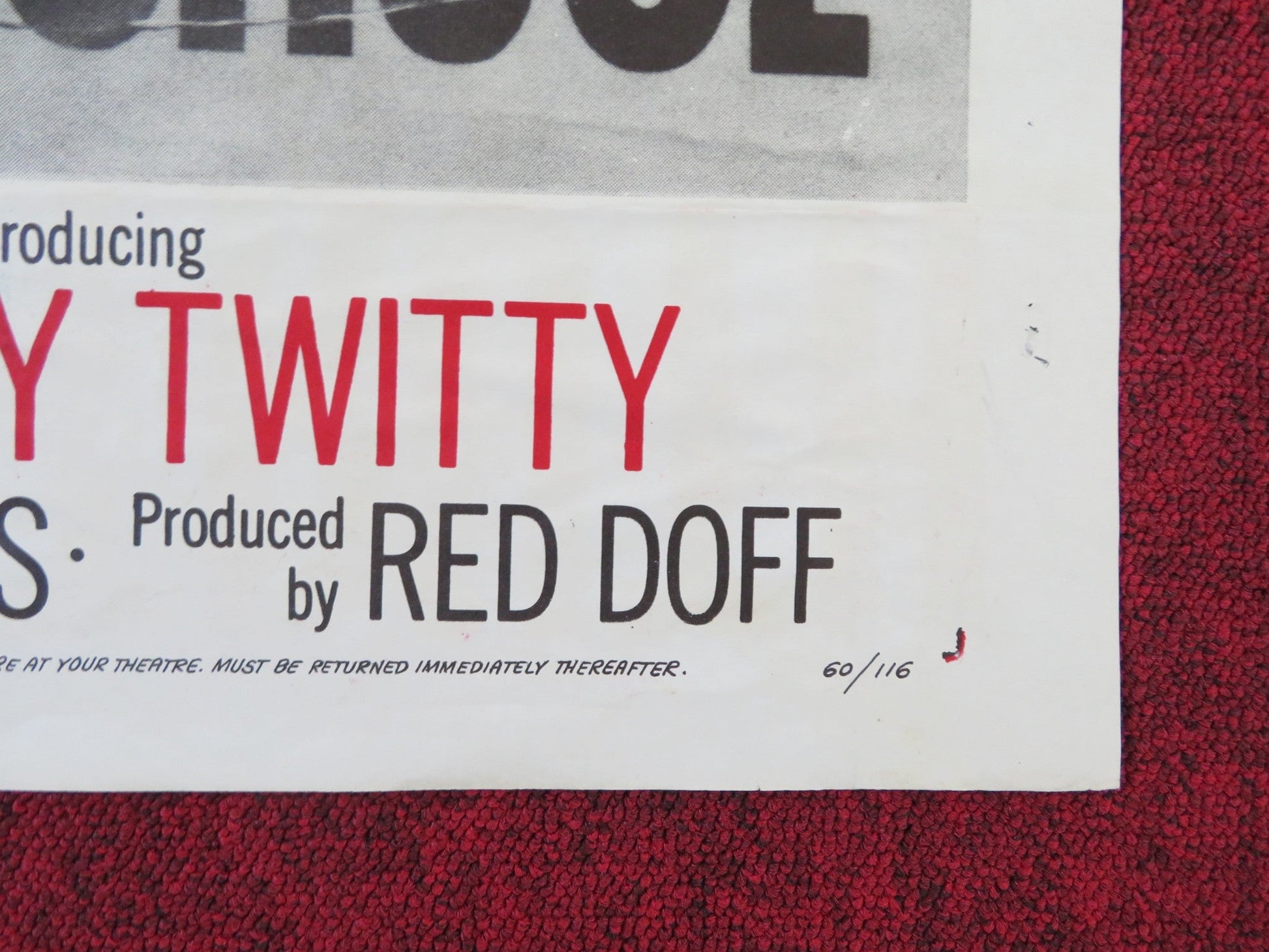 PLATINUM HIGH SCHOOL FOLDED US ONE SHEET POSTER MICKEY ROONEY TERRY MOORE 1960 Rendezvous Cinema Movie posters