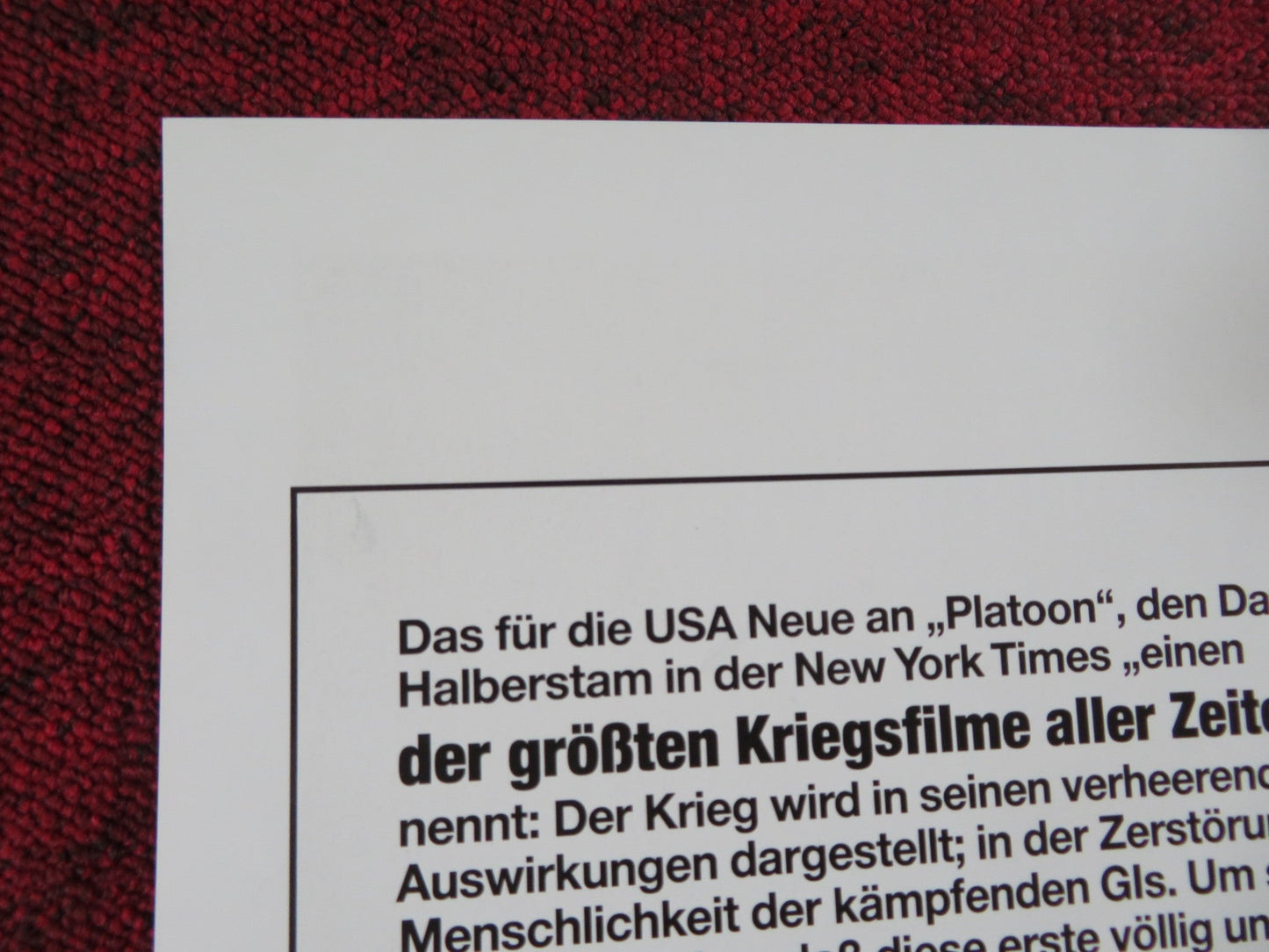 PLATOON GERMAN A1 POSTER OLIVER STONE CHARLIE SHEEN 1986 Rendezvous Cinema Movie posters