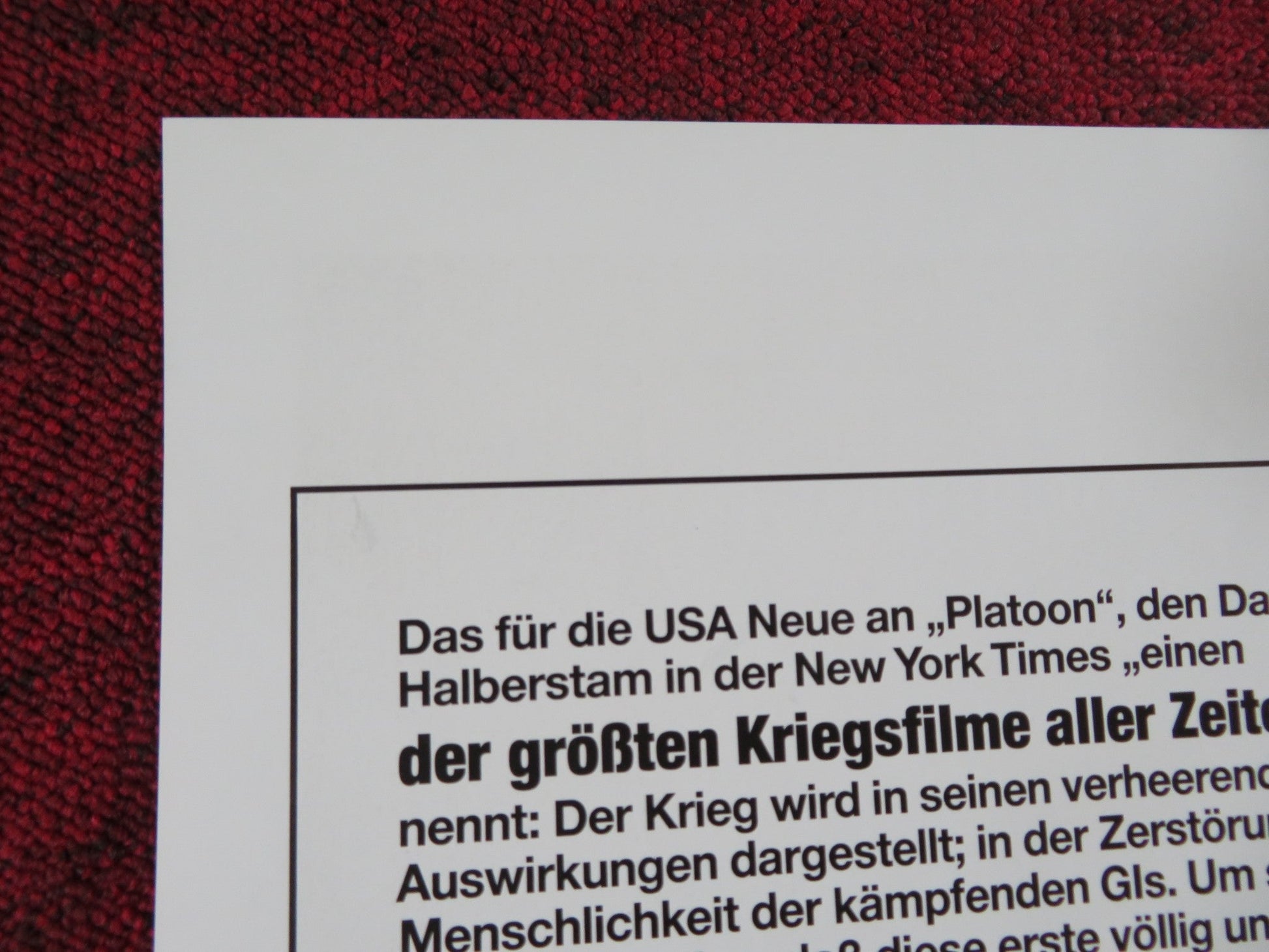 PLATOON GERMAN A1 POSTER OLIVER STONE CHARLIE SHEEN 1986 Rendezvous Cinema Movie posters