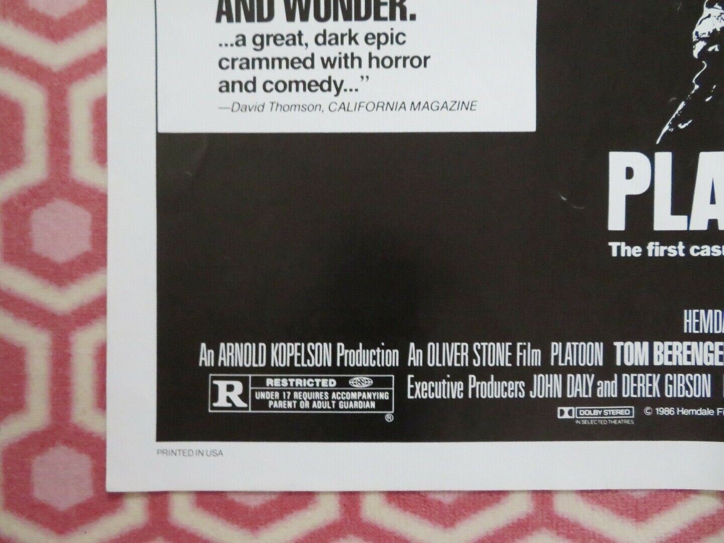 PLATOON US ONE SHEET POSTER OLIVER STONE KEITH DAVID 1986 Movie posters