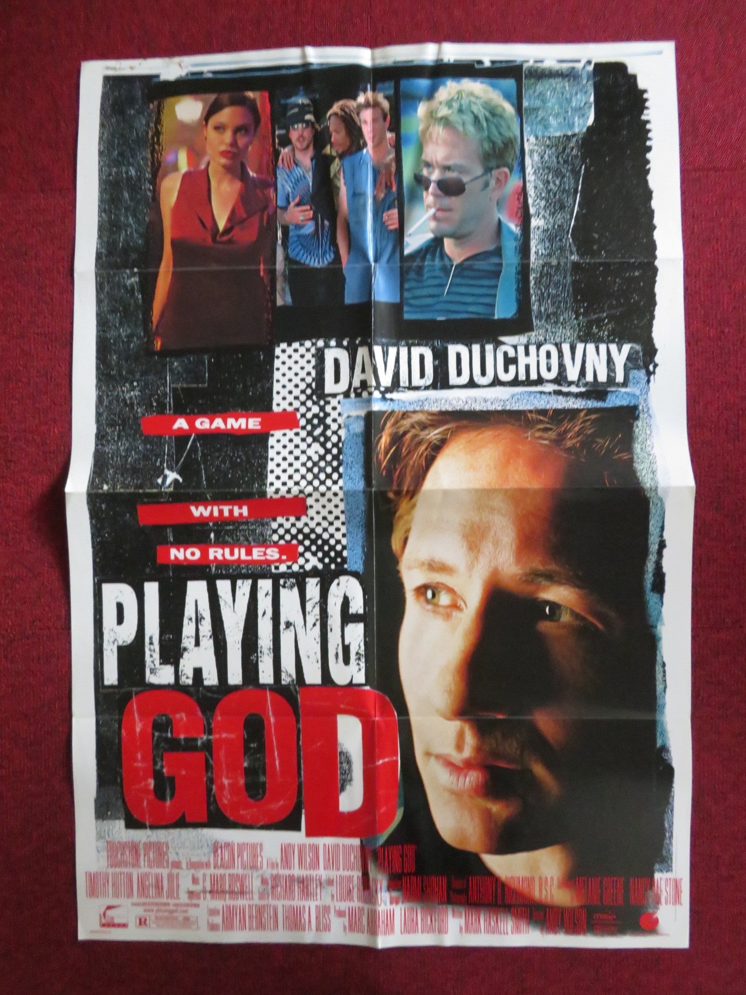 PLAYING GOD FOLDED US ONE SHEET POSTER DAVID DUCHOVNY TIMOTHY HUTTON 1997 Rendezvous Cinema Movie posters