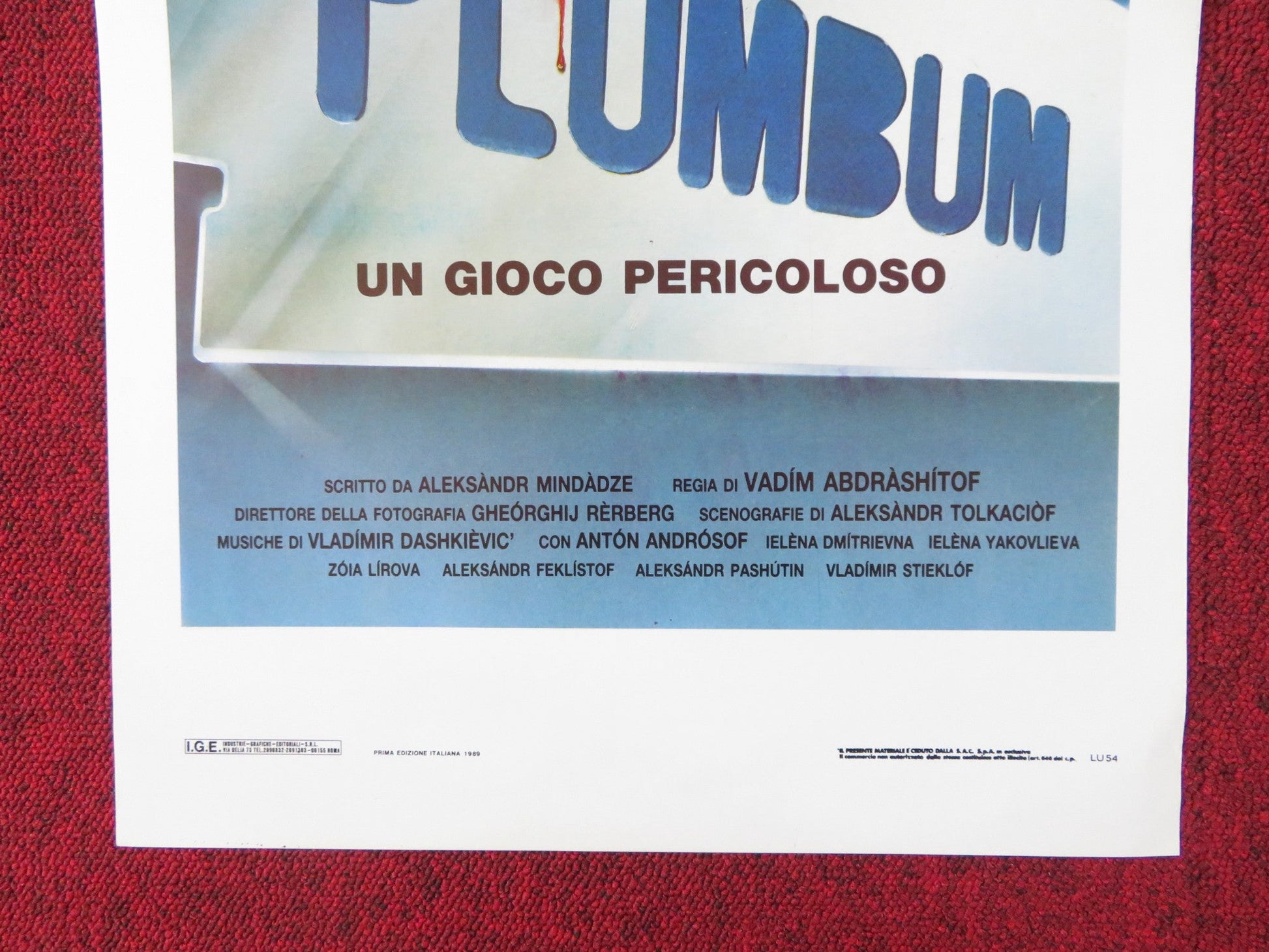 PLUMBUM, OR DANGEROUS GAME ITALIAN LOCANDINA POSTER ANTON ANDROSOF 1989 Rendezvous Cinema Movie posters