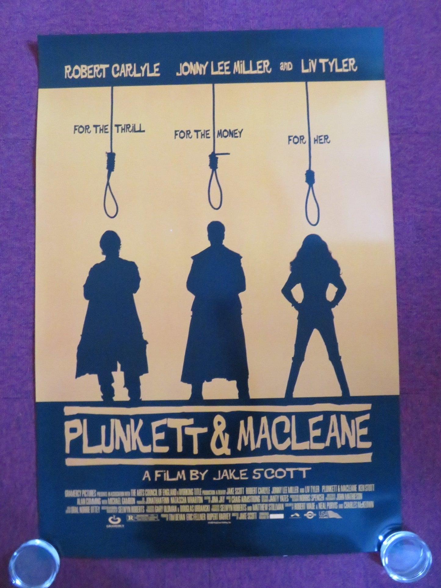 PLUNKETT & MACLEANE US ONE SHEET ROLLED POSTER JONNY LEE MILLER R. CARLYLE 1999 Rendezvous Cinema Movie posters