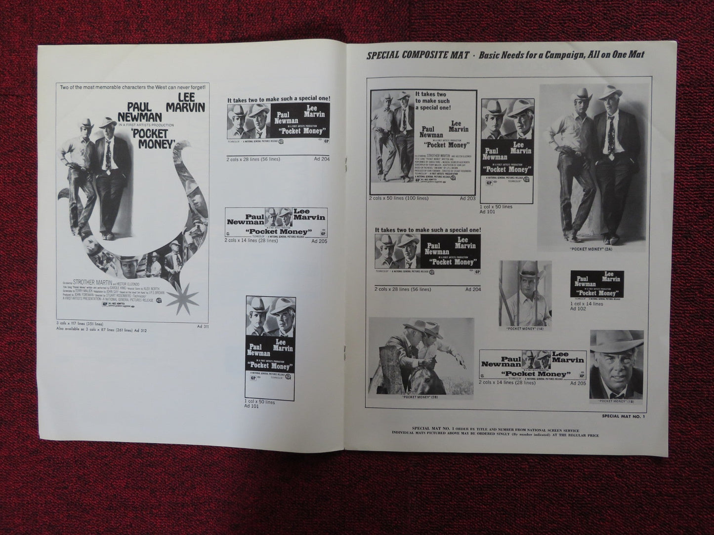 POCKET MONEY - PRESSBOOK UNCUT NATIONAL GENERAL PICTURES PAUL NEWMAN MARVIN 1972 Rendezvous Cinema Movie posters