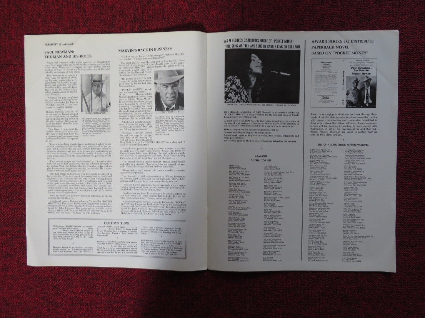 POCKET MONEY - PRESSBOOK UNCUT NATIONAL GENERAL PICTURES PAUL NEWMAN MARVIN 1972 Rendezvous Cinema Movie posters