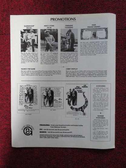 POCKET MONEY - PRESSBOOK UNCUT NATIONAL GENERAL PICTURES PAUL NEWMAN MARVIN 1972 Rendezvous Cinema Movie posters