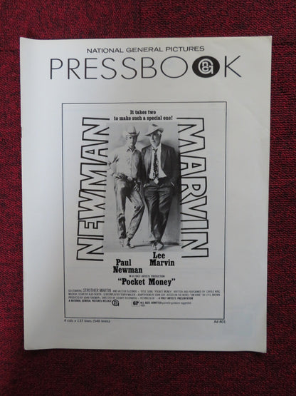 POCKET MONEY - PRESSBOOK UNCUT NATIONAL GENERAL PICTURES PAUL NEWMAN MARVIN 1972 Rendezvous Cinema Movie posters